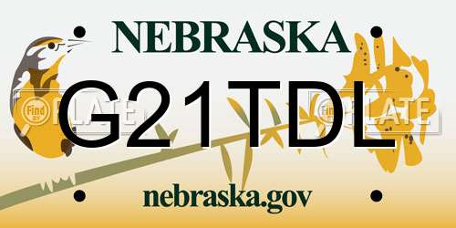 G21TDL Nebraska License Plate