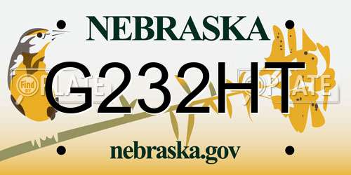 G232HT Nebraska License Plate