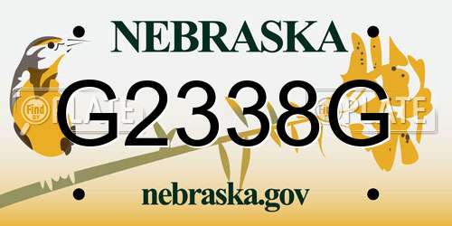 G2338G Nebraska License Plate