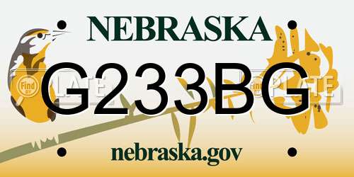 G233BG Nebraska License Plate