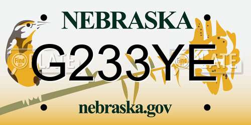 G233YE Nebraska License Plate