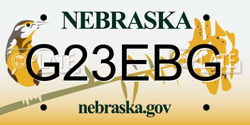 G23EBG Nebraska License Plate
