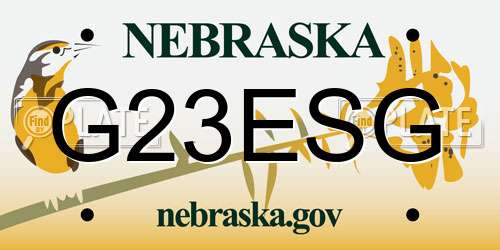 G23ESG Nebraska License Plate