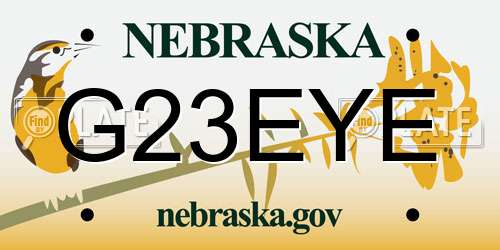 G23EYE Nebraska License Plate