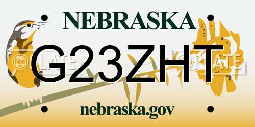 G23ZHT Nebraska License Plate