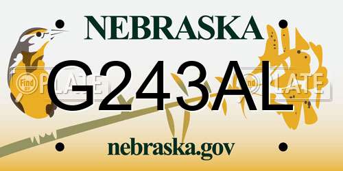 G243AL Nebraska License Plate