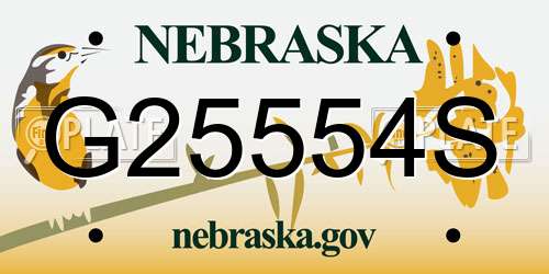 G25554S Nebraska License Plate