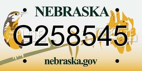 G258545 Nebraska License Plate