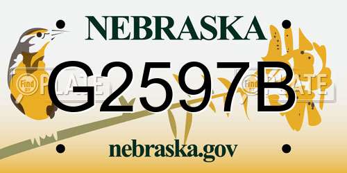 G2597B Nebraska License Plate