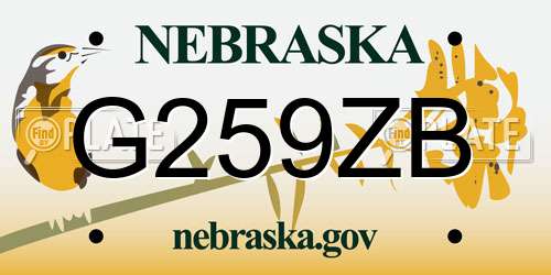 G259ZB Nebraska License Plate