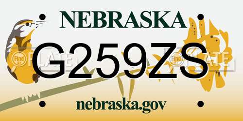 G259ZS Nebraska License Plate