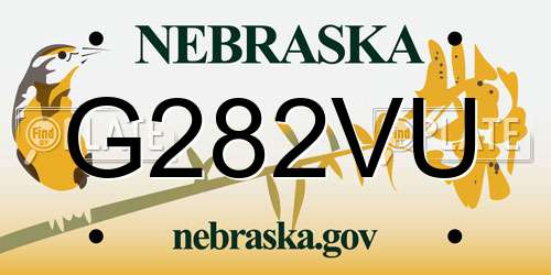G282VU Nebraska License Plate