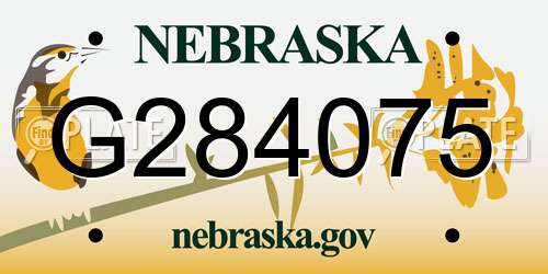 G284075 Nebraska License Plate