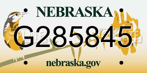 G285845 Nebraska License Plate