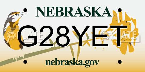 G28YET Nebraska License Plate