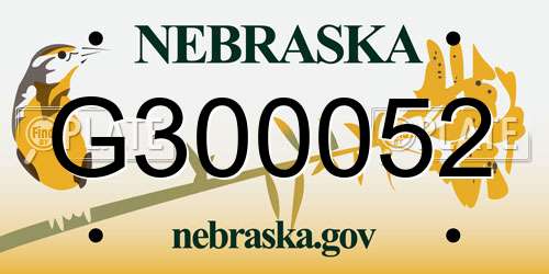 G300052 Nebraska License Plate