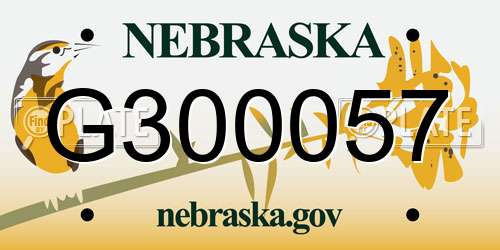 G300057 Nebraska License Plate