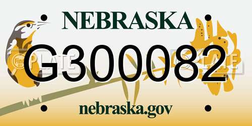 G300082 Nebraska License Plate