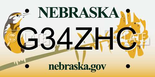 G34ZHC Nebraska License Plate