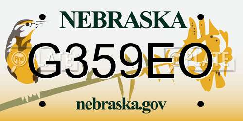 G359EO Nebraska License Plate