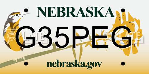 G35PEG Nebraska License Plate