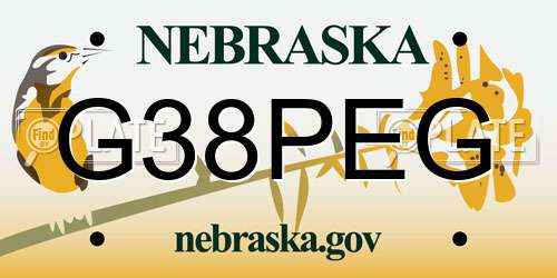 G38PEG Nebraska License Plate