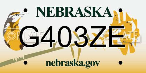G403ZE Nebraska License Plate