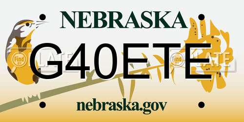 G40ETE Nebraska License Plate