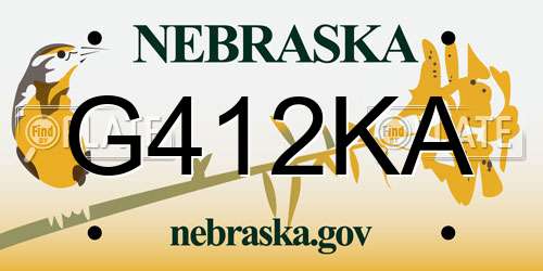 G412KA Nebraska License Plate