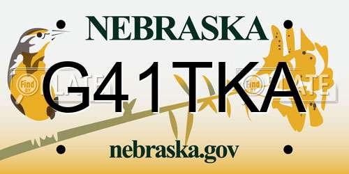 G41TKA Nebraska License Plate