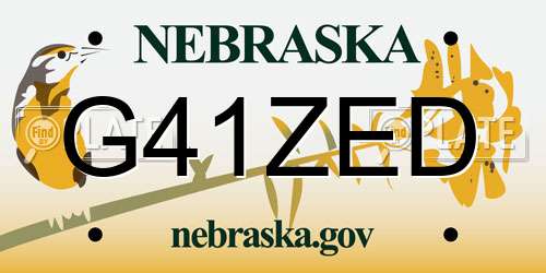 G41ZED Nebraska License Plate