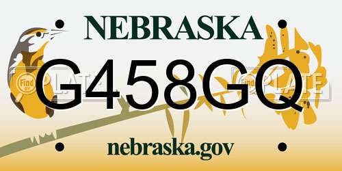 G458GQ Nebraska License Plate