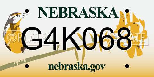 G4K068 Nebraska License Plate