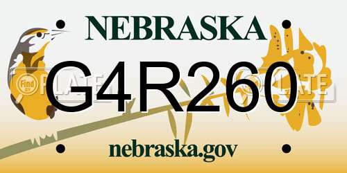 G4R260 Nebraska License Plate
