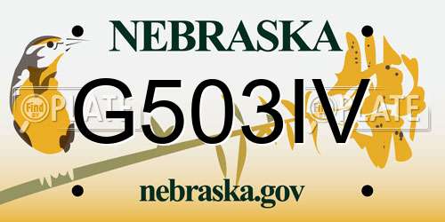G503IV Nebraska License Plate