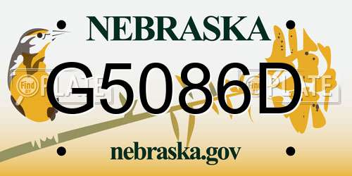 G5086D Nebraska License Plate