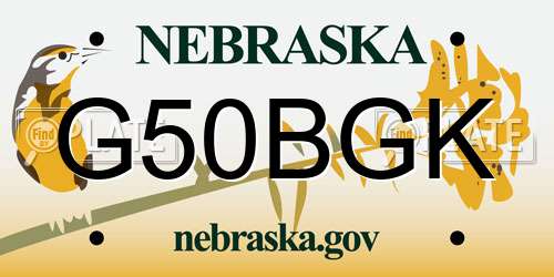G50BGK Nebraska License Plate