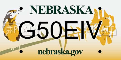G50EIV Nebraska License Plate