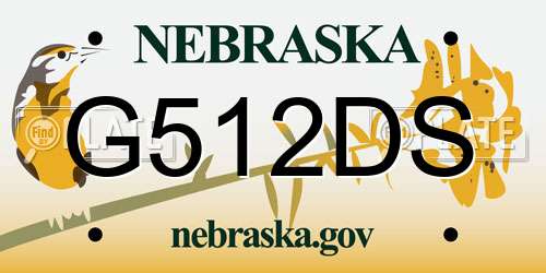 G512DS Nebraska License Plate