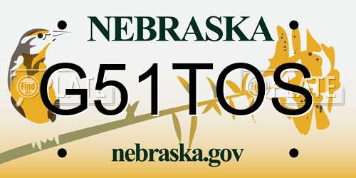 G51TOS Nebraska License Plate