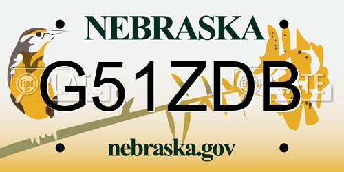 G51ZDB Nebraska License Plate