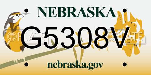G5308V Nebraska License Plate