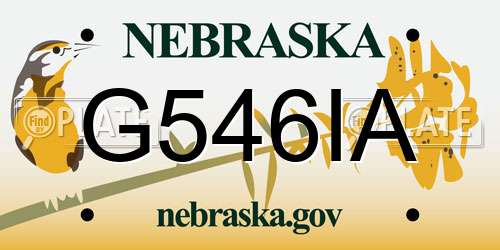 G546IA Nebraska License Plate