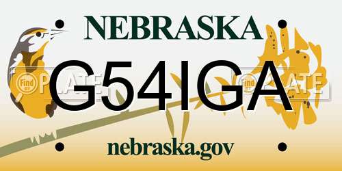 G54IGA Nebraska License Plate
