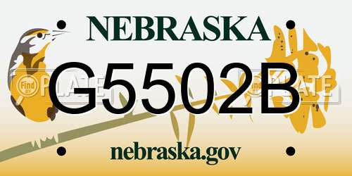 G5502B Nebraska License Plate