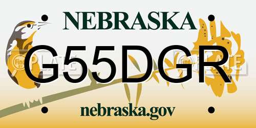 G55DGR Nebraska License Plate