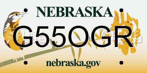 G55OGR Nebraska License Plate