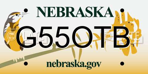 G55OTB Nebraska License Plate