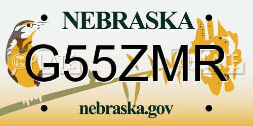 G55ZMR Nebraska License Plate