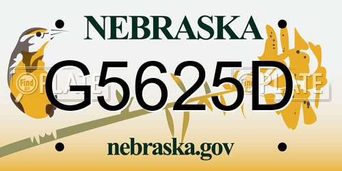 G5625D Nebraska License Plate